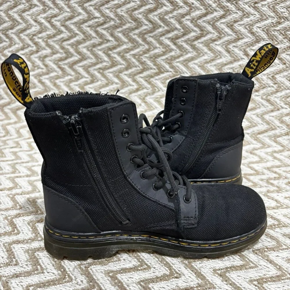 Dr. Martens COMB J Lace Up Ankle Zip Combat Boots Unisex Kids Size 2